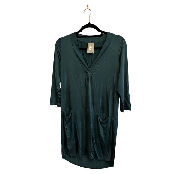 Dolan Left Coast V-Neck 3/4 Sleeve Green Tegan Tunic Dress XS - Picture 3 of 9
